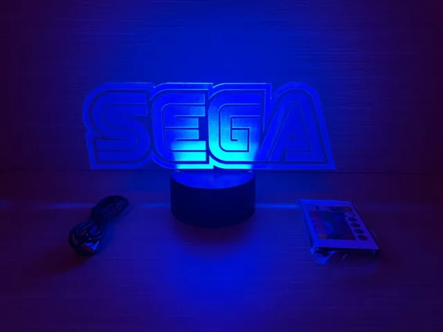 Lampara Led RGB Logo Sega Mega drive Master System Game Gear streets of rage