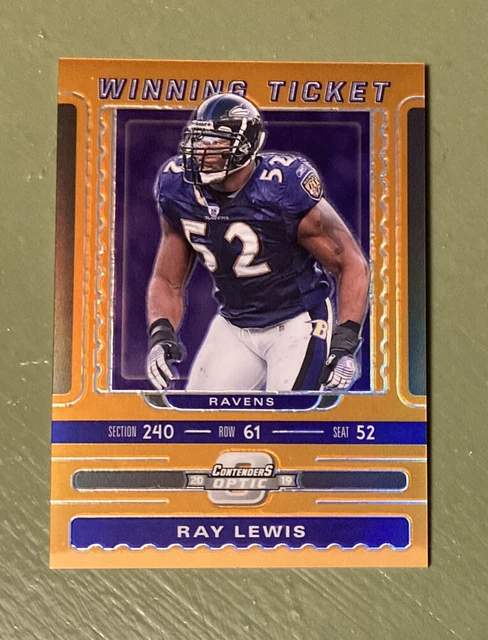 RAY LEWIS 2019 Contenders Optic Winning Ticket Orange Prizm #D /50 RAVENS #WT-RL