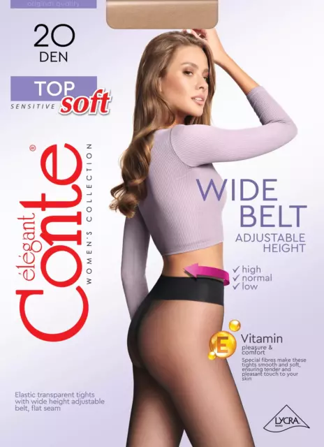 Conte Top Soft 20 Den - Classic Women's Tights Sheer to Waist T-top Low Waist