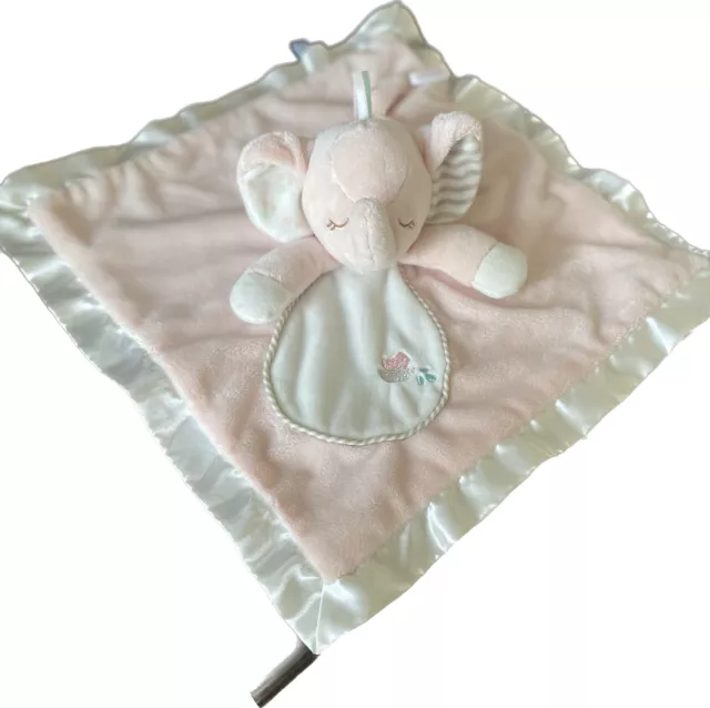 Douglas Baby Lil Snugglers Security Blanket Lovey Pink Elephant Soft Satin Trim