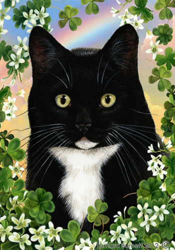 Clover House Flag - Black and White Tuxedo Cat 31950