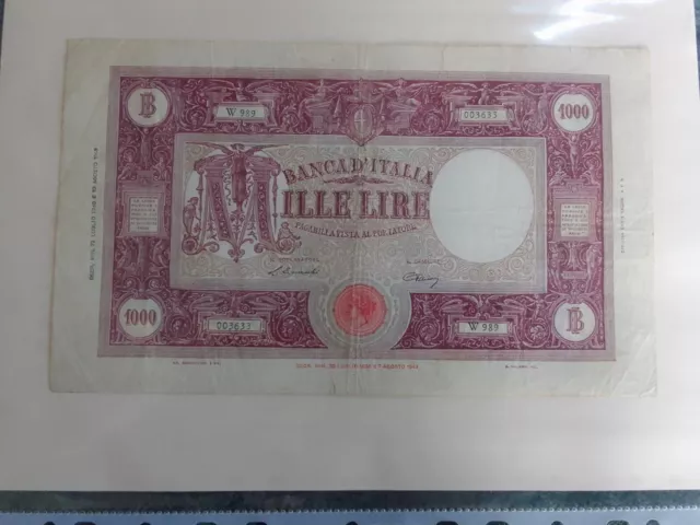 1000 Lire Tipo Barbetti Testina Diademata Desceto Emissione 22/07/1946 .