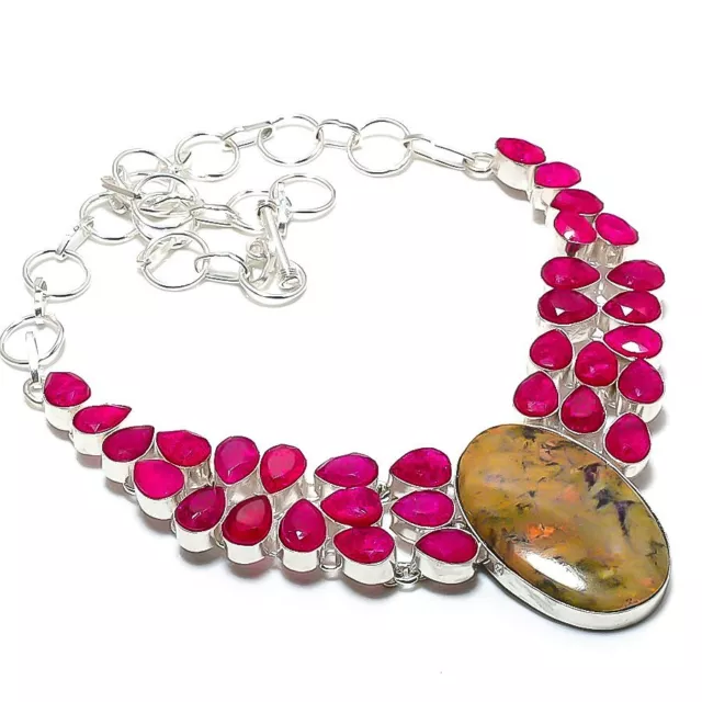 Tiffany Stone, Ruby Gemstone 925 Sterling Silver Gift Necklace 18" N278