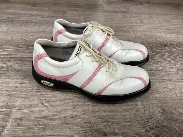 ECCO HYDROMAX WOMENS White Pink Soft Spike Golf Shoes Sz 38 EU- US 7.5 ...