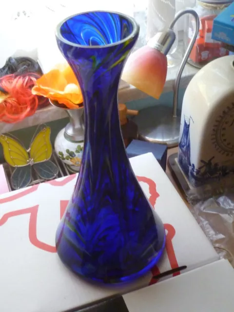 ahh ✅ Glas-Vase ⭐ durchscheinend ⭐ groß + schwer ⭐ blau mit Schlieren