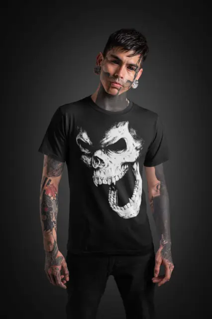 T-shirt uomo teschio biker metal rock goth punk reaper maglietta top horror