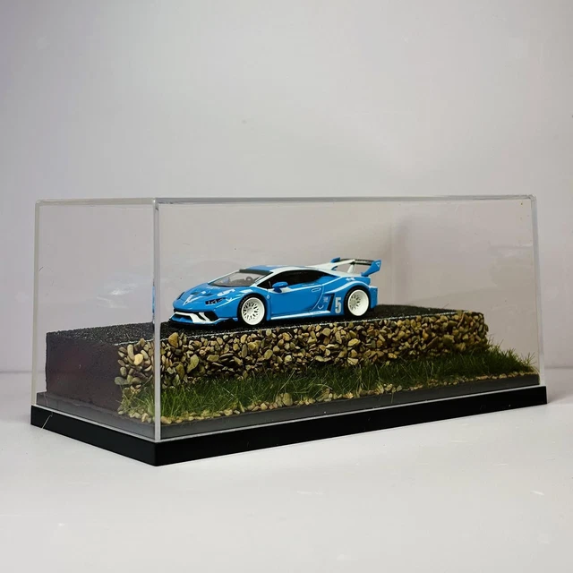 Boîte d'exposition Anti-poussière pour Voiture Miniature 1/43, Vitrines en Acrylique, Boite Transparente Vitrines avec Base Noire, Boîte de Présentation pour Collection Figures Jouets Modèles