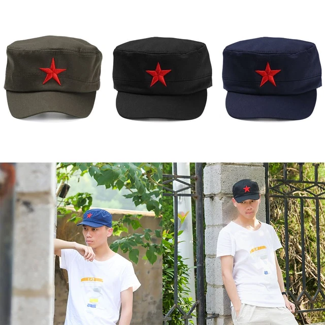 Hommes et femmes Classique Red Star Chapeau de soleil Casquette Couvercle plat