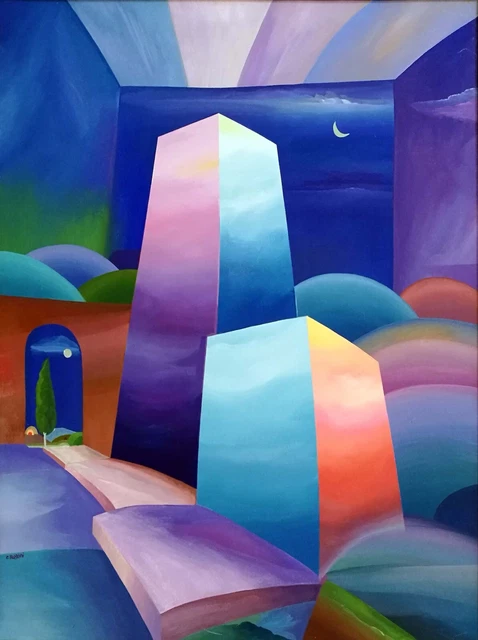 Carlo Bazzoni "Cattedrale metafisica" acrilico su tela cm 60x80