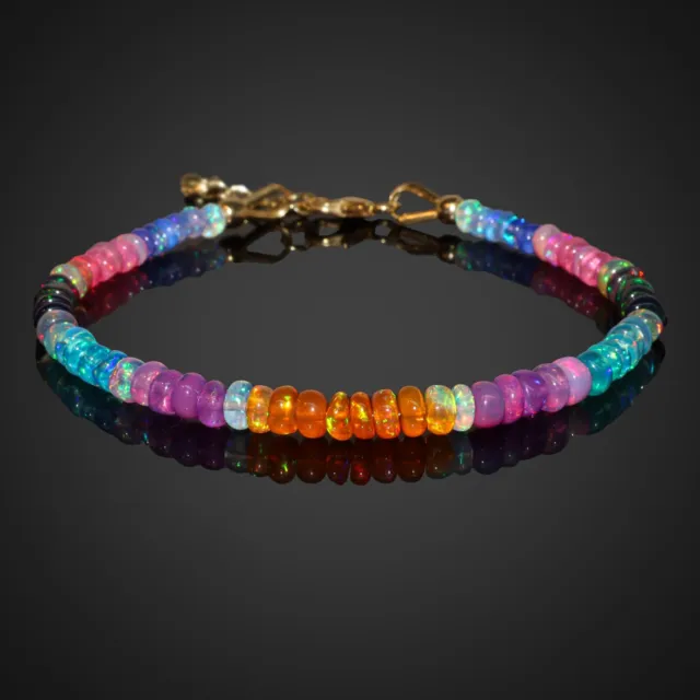 Multi color opal beads bracelet, Fire opal beaded Bracelet for women