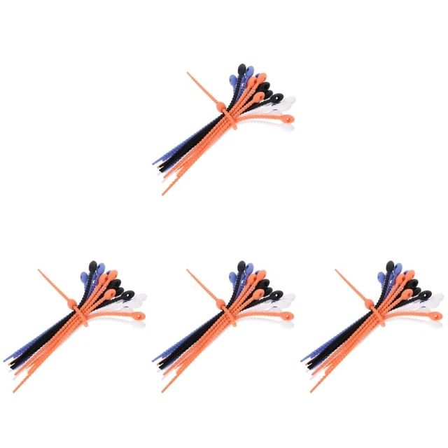 96 Pcs Silicone Zip Ties Reusable Elastic Silicone Cord Organizer Straps for