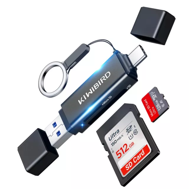 KiWiBiRD Lettore di schede USB C SD Adattatore MicroSD a USB 3.0 e Tipo C 3.1...