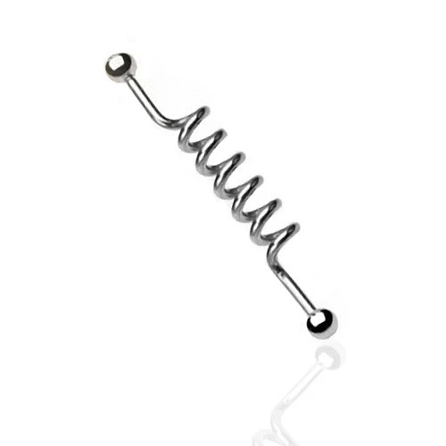 Piercing Industriel Titane 14G 38mm - Barre Hélix/Conque Avec Zircon Cubique - Filetage Interne