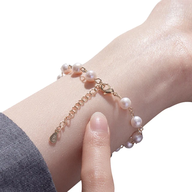 Faux Pearl Bracelet Beaded Bracelets Women Rhinestones Jewelry Ladies Miss