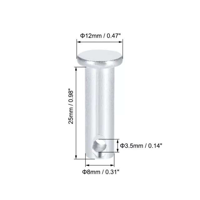 Pernos Horquilla Orificio Único-8mmx25mm Cabeza Plana Pasador Bisagra 20uds 2