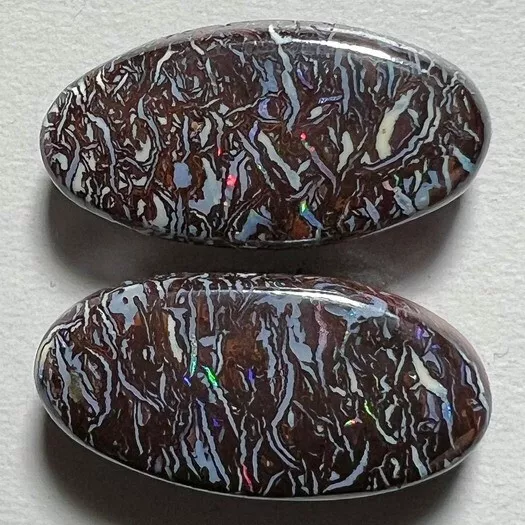 Lovely 14ct Natural Australian Solid Koroit Boulder Opal Pair * See Video Clips 2