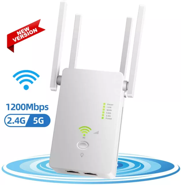 1200Mbps WiFi Repeater Range Extender Booster Wireless Amplifier Router 2.4/5G