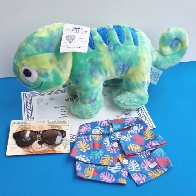 Build A Bear Chameleon Tye Dye With Tropical Shirt & Shades BNWT Soft Plush Toy