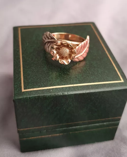 QVC Vintage IL RE 9kt Gold dreifarbig Blumenring gelb weiß roségold