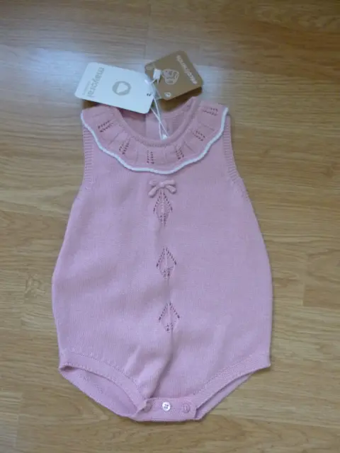 Bellissima tuta estiva nuova con etichette SINDACO bambina designer spagnolo rosa rosa 2-4 M