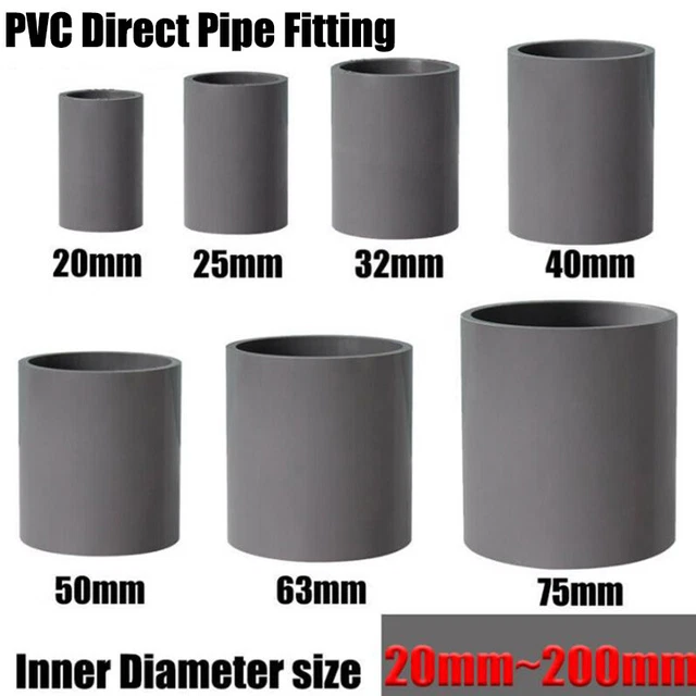 PVC DIRECT PIPE Fitting Straight Joint Water Pipe Socket Coupling 20 ...