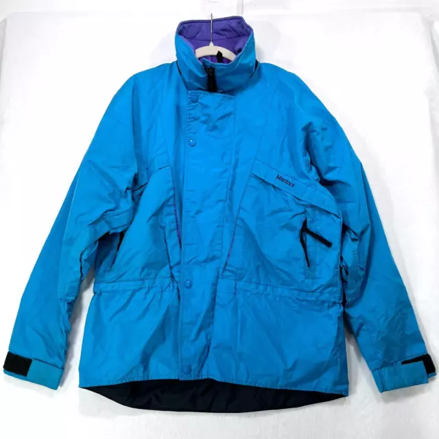 Chaqueta Marmot De Colección Para Hombre Grande Azul Púrpura Goretex Esquí Años 80 Carcasa Suave Ventilada