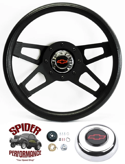 1953-1954 Chevy Bel Air 150 210 steering wheel Red Bowtie 13 1/2" BLACK 4 SPOKE
