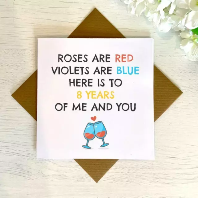 Personnalisé Ans Mignon Carte Anniversaire, Mari Femme, Poème Garçon / Copine