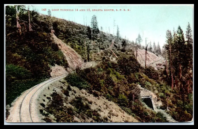 CALIFORNIA Postcard - Loop Tunnels 14 & 15, Shasta Route Southern Pacific RR F34
