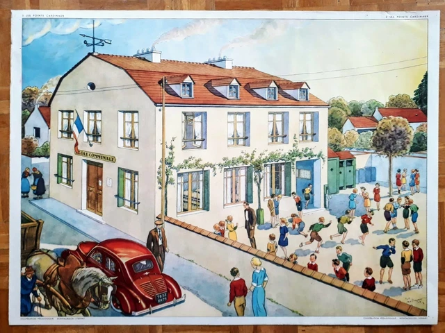 Affiche scolaire ancienne 1950 Rossignol - Port de pêche