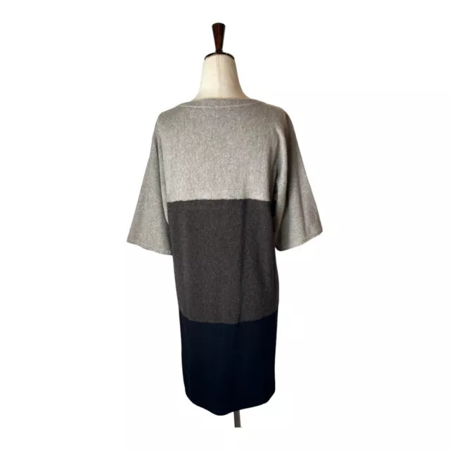 Neiman Marcus Cashmere Collection Brown Colorblock Knit Tunic Sweater Dress S 2