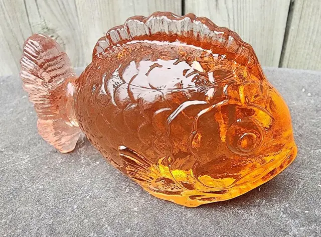 Puffy Chubby Solid Selenium Glass Peachy Pink Shines Orange Fish Limited Edition