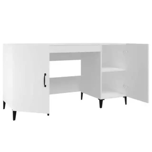 AX Scrivania Scrittoio Computer 140x50x75cm Bianco Stile Industriale Ante 812771