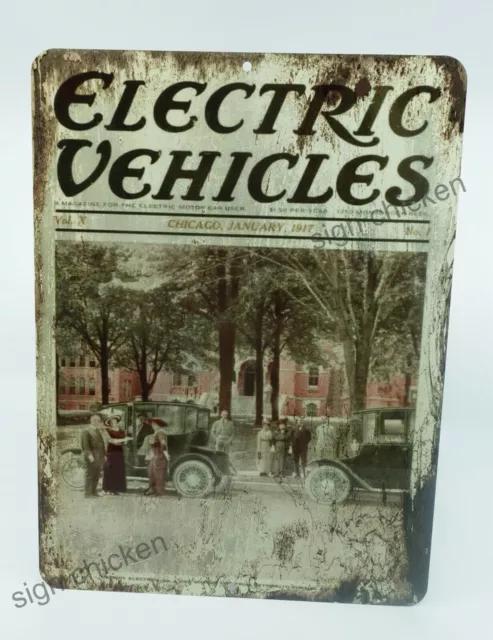 Vintage style sign, OLD CAR ADVERTISEMENT - ELECTRIC - Vintage looking sign