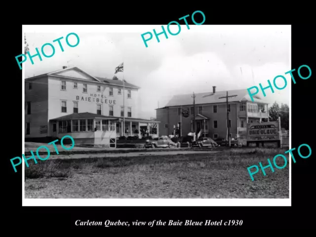 POSTCARD SIZE PHOTO OF CANADA CARLETON QUEBEC THE BAIE BLEUE HOTEL c1930