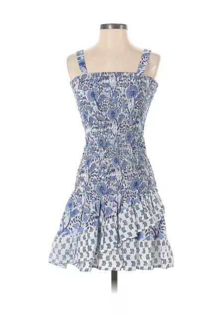 Madison Mathews Floral Blue White Smocked dress - XS