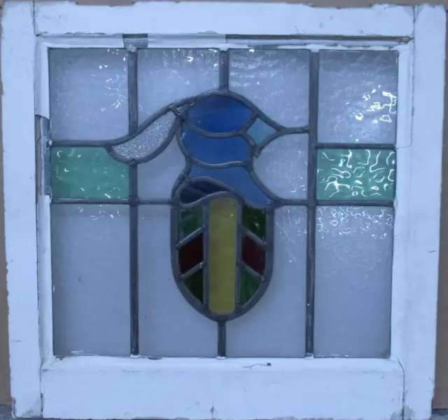 OLD ENGLISH LEADED STAINED GLASS WINDOW Pretty Knight 20.5" x 20"