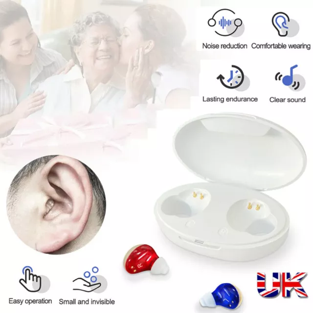 2X Mini In-Ear Aids Enhancer Sound Voice Amplifier Hearing Invisible Digital UK