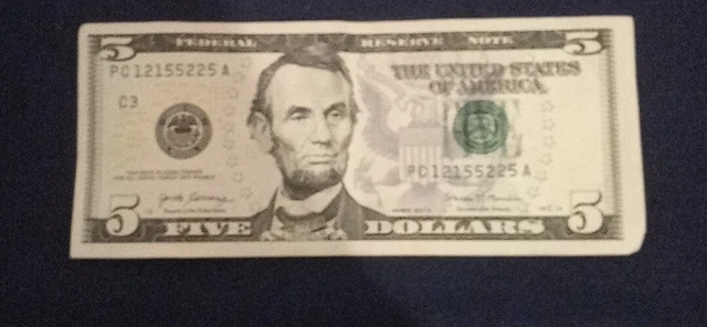 Very Cool Trinary 2017 A SERIES $5 NOTE SEE PICS ALMOST UNC FREE SHIPPING INCLD