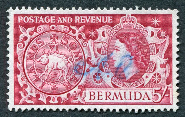 BERMUDA 1953-62 5s carmine SG148 used(?) NG Tog Coin #A06
