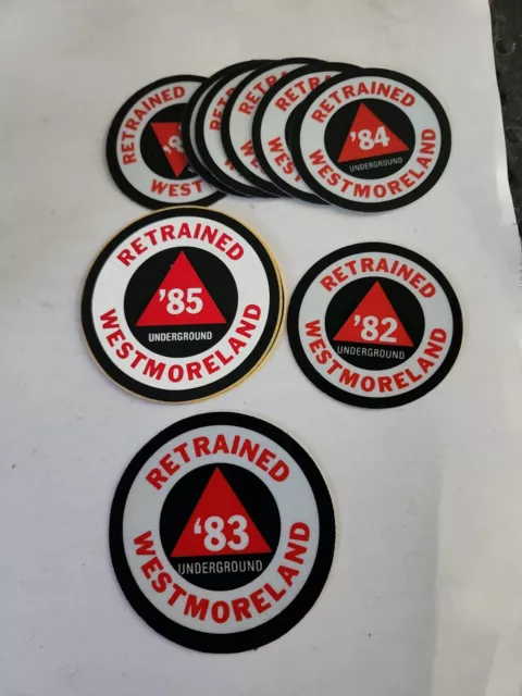 (10) NOS Vintage 1982-85 Westmoreland Retrained Mining Helmet Stickers