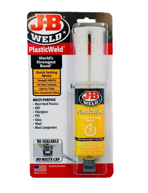 J-B Weld 50132 PlasticWeld Quick-Setting Epoxy Syringe - Translucent Yellow -...
