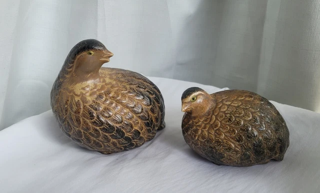 1970's Vintage Otagiri OMC Ceramic Japanese Quail Figurines Set of 2