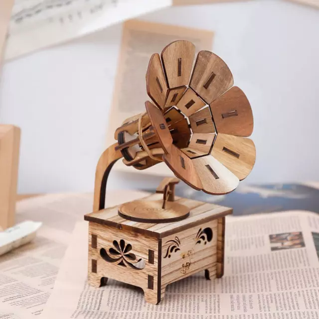 gramophone boite a musique en bois