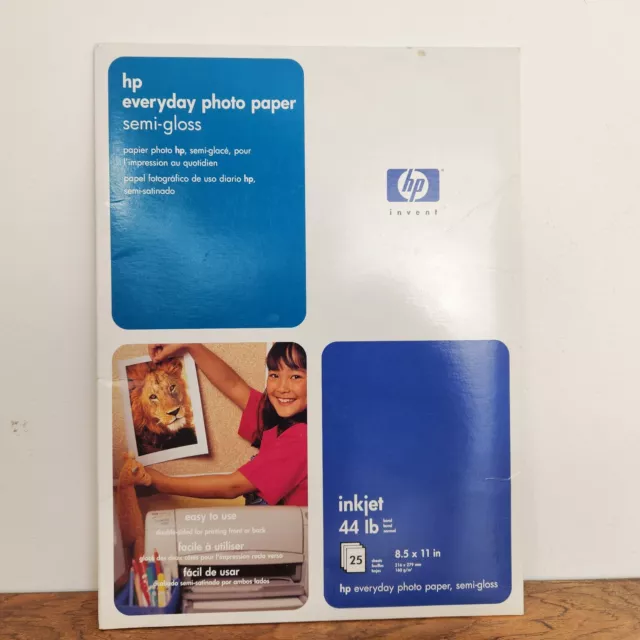 HP Everyday Photo Paper Semi-Gloss 8.5 x 11 20 Sheets Inkjet 44 lb