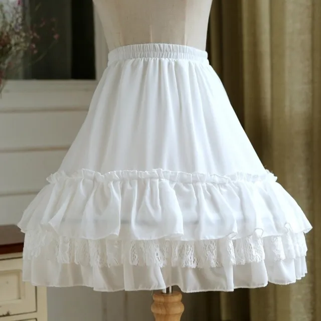 Women Lolita Skirt Petticoat Crinoline Underskirt Tutu Lace Ruffle Cosplay