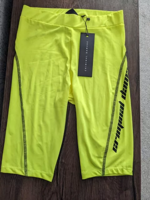 Pantaloncini da ciclismo da danni criminali taglia 8 giallo neon nuovi con etichette