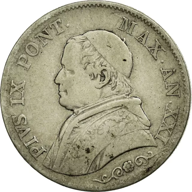 [#251604] Münze, Italien Staaten, PAPAL STATES, Pius IX, Lira, 1866, Roma, S+, S