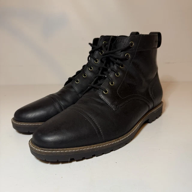 COLE HAAN NATHAN Chukka Boots Black Leather C30082 Men 11 M Lace Up ...
