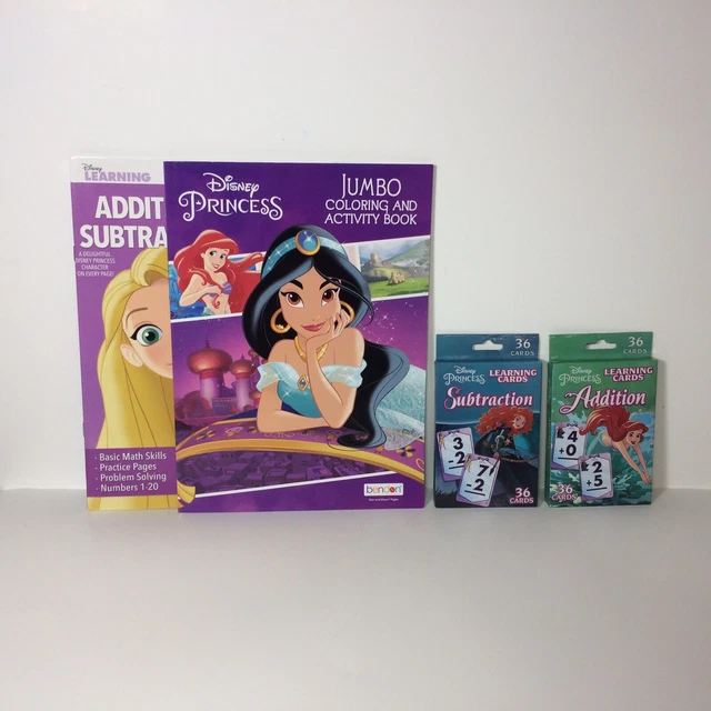 FIRST GRADE MATH Addition Subtraction Disney Princess Flash Cards And ...